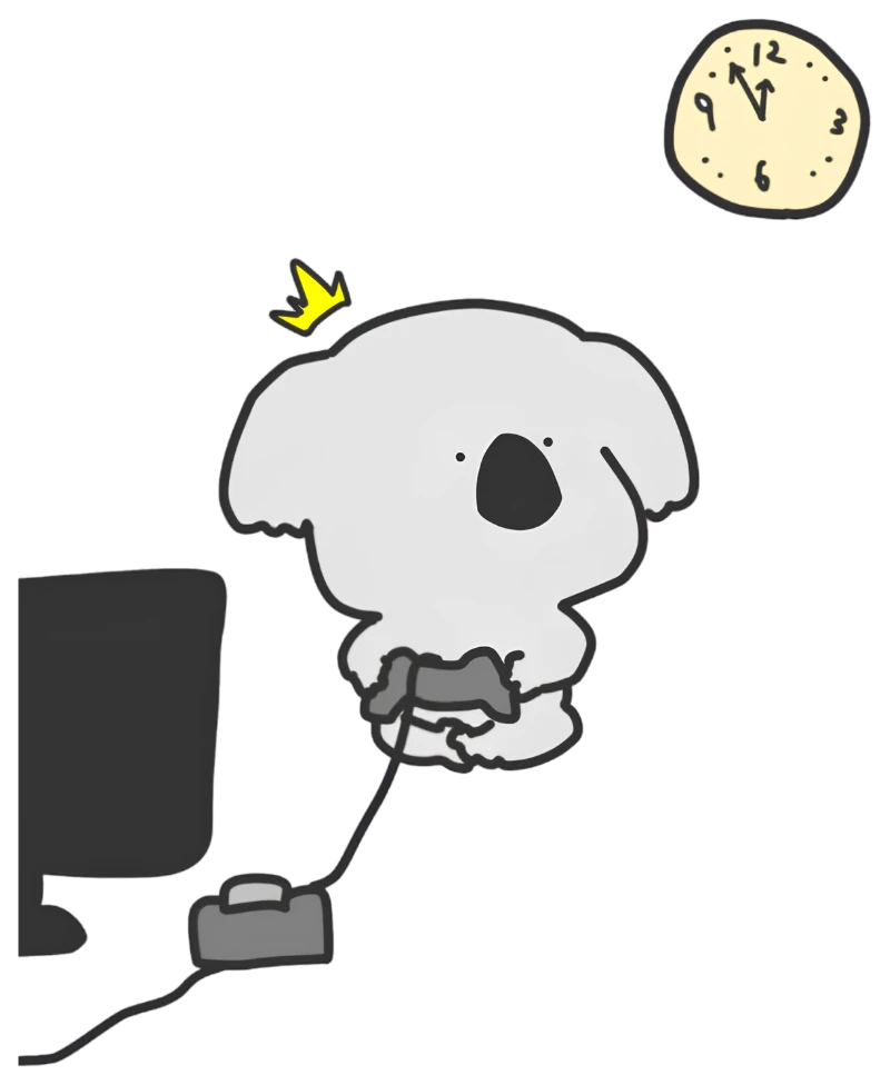 Bob playing video games at midnight